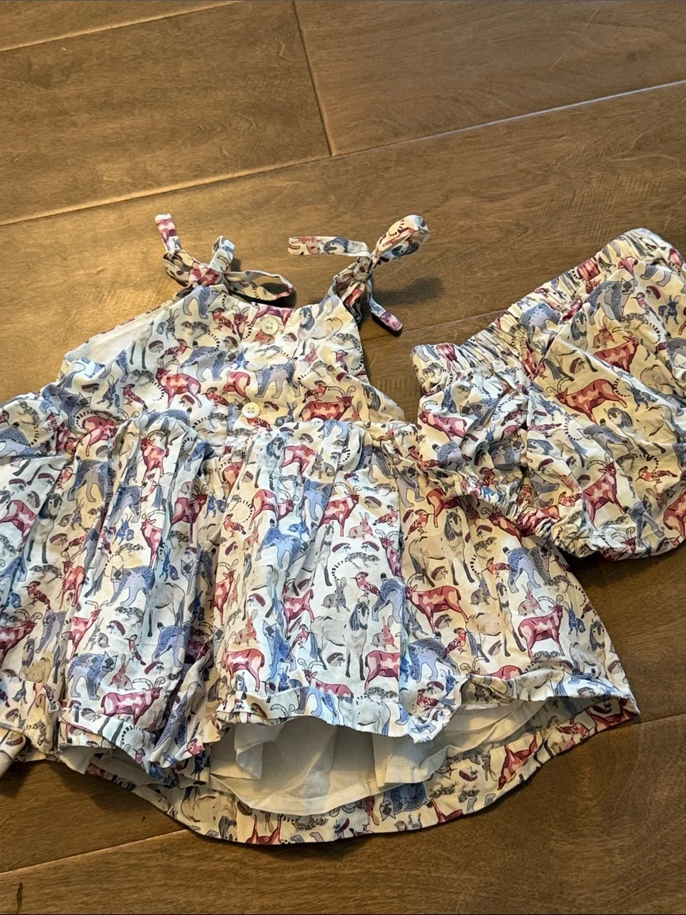 Tea collection Toddler Animal Print Sundress with Bloomers - Blue & Pink